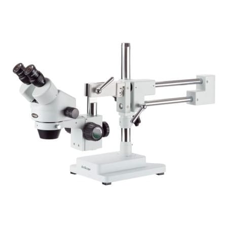 United Scope Llc. AmScope SM-4B 7X-45X Binocular Stereo Zoom Microscope on Double Arm Boom Stand SM-4B